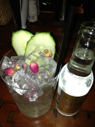 Cucumber Rose (check out dem baby rosebuds!) Gin & Tonic at Cata