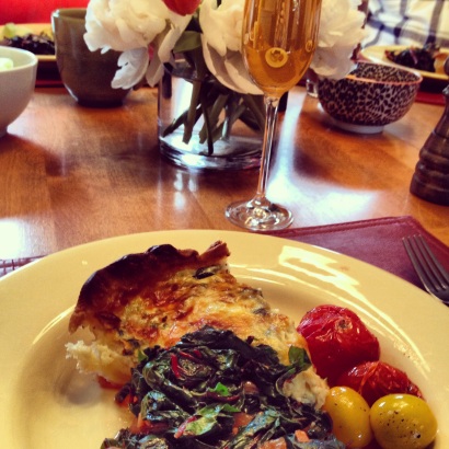 Spinach & Gruyère Quiche with mandatory mimosas